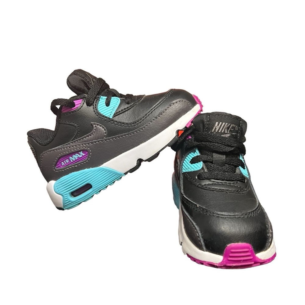 Nike Air Max 90 LTR BT Black/Metallic Dark Grey/Blue/Aurora; Size: 6C (Toddler)